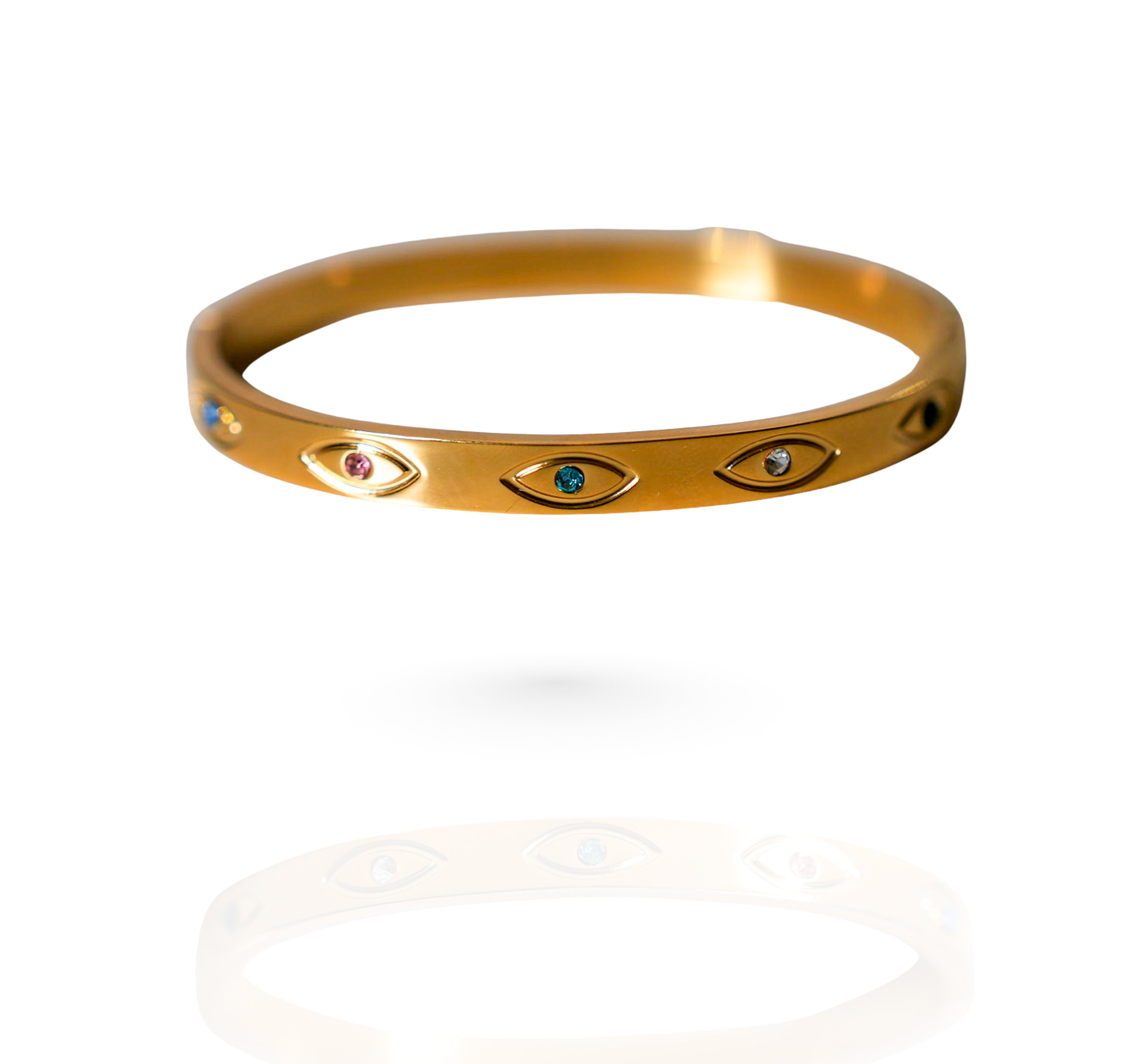 The Sentinel Bangle - 18k Gold w/ Zircon Inlay