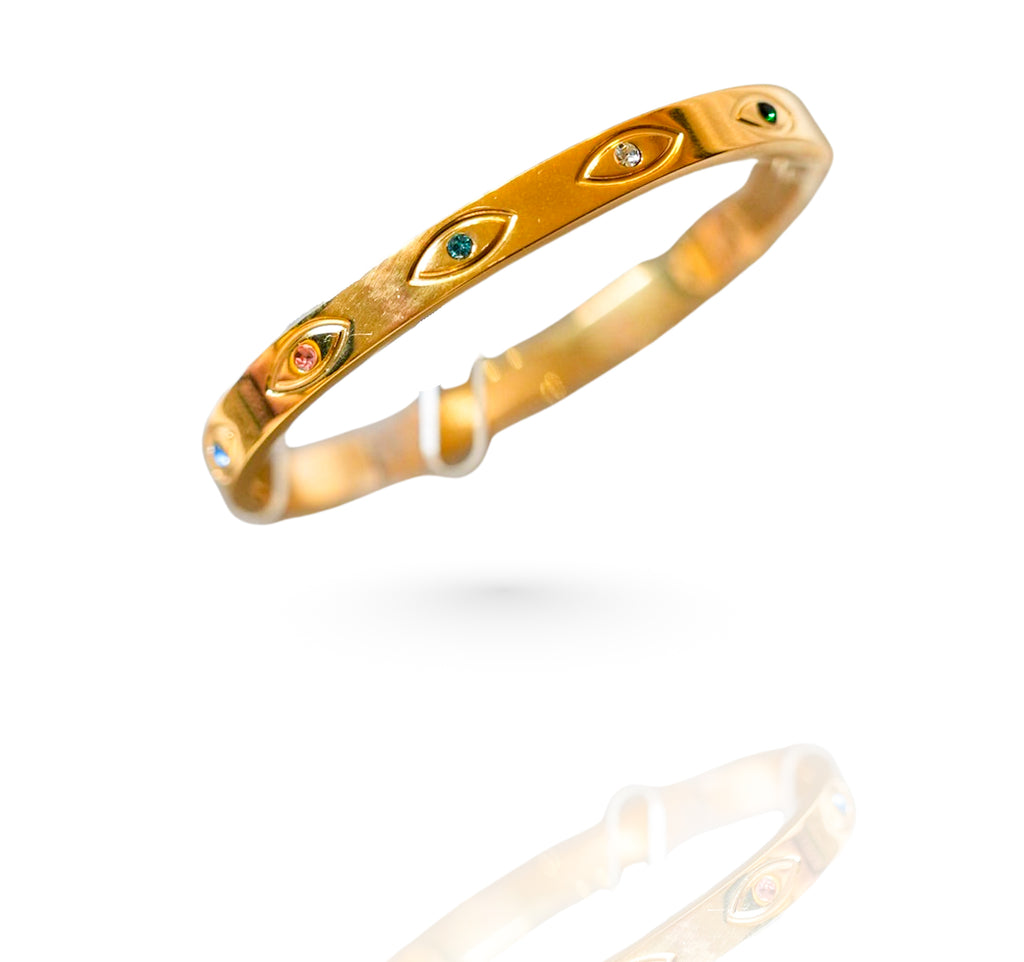The Sentinel Bangle - 18k Gold w/ Zircon Inlay