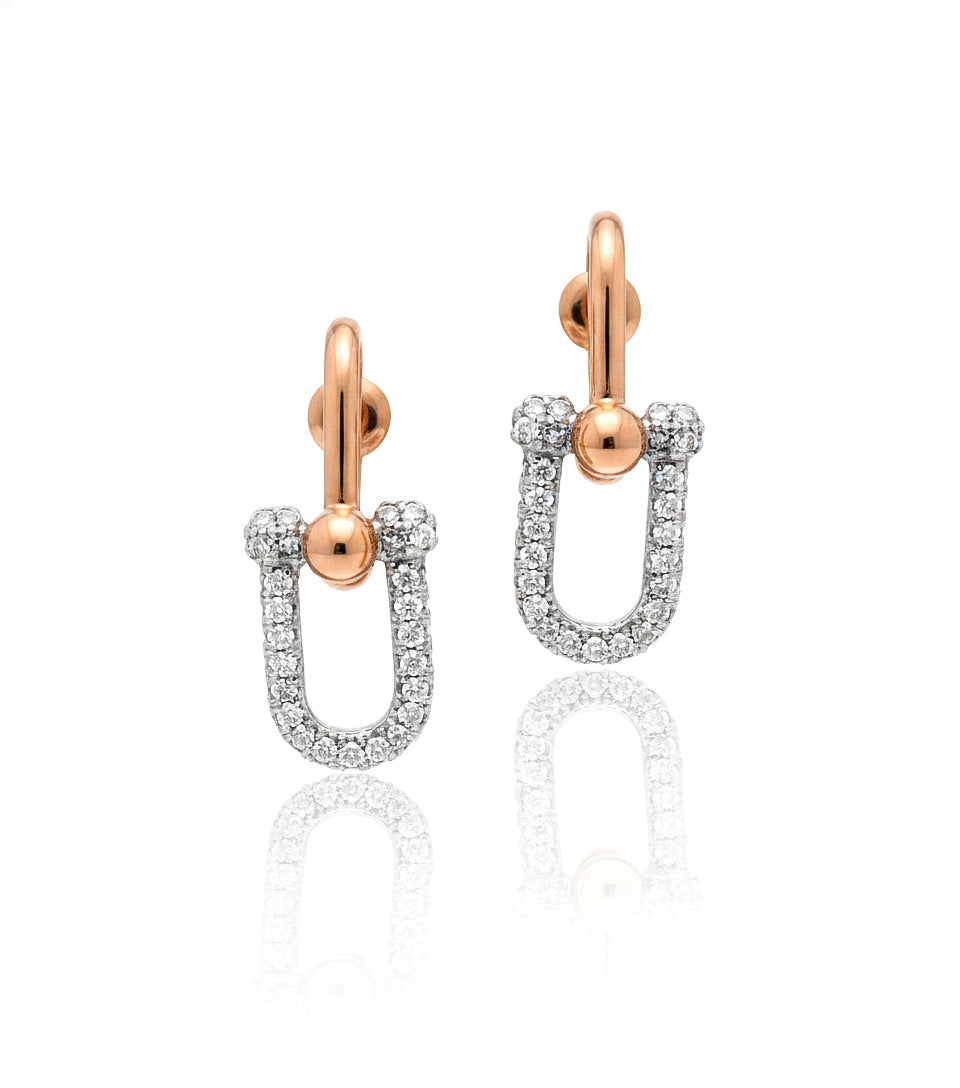 Link Earrings - 18k Gold w/ Zircons