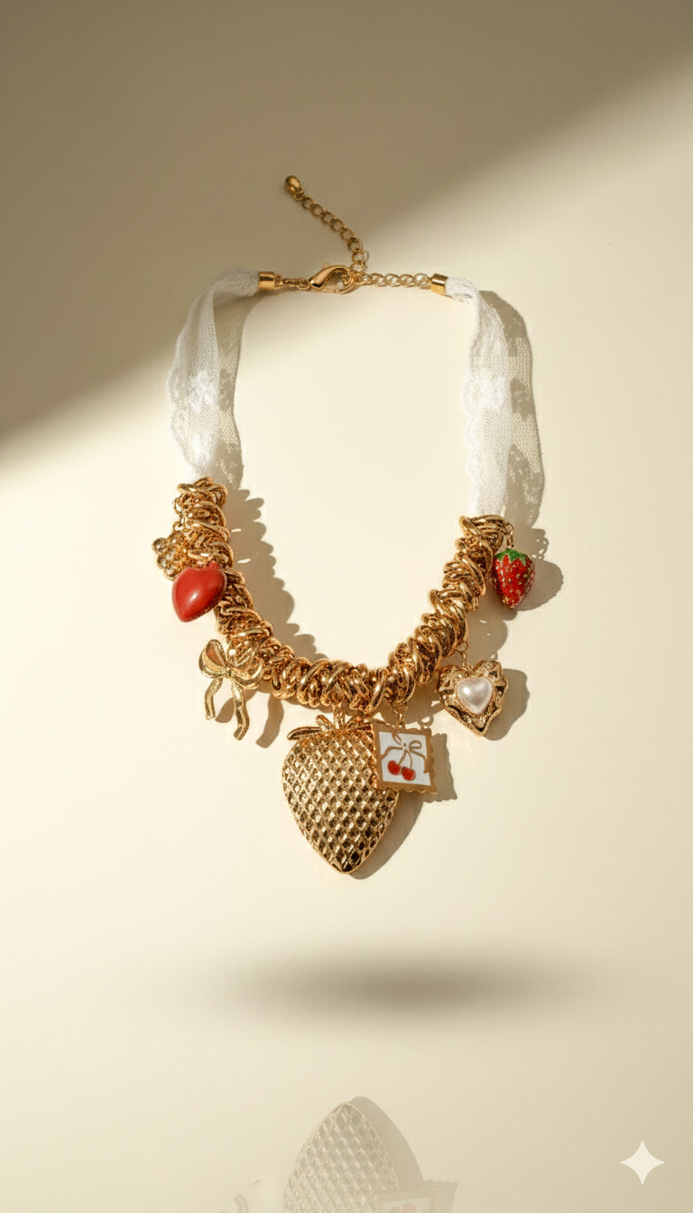 Sweetheart Charm Choker - 18k Gold Plated