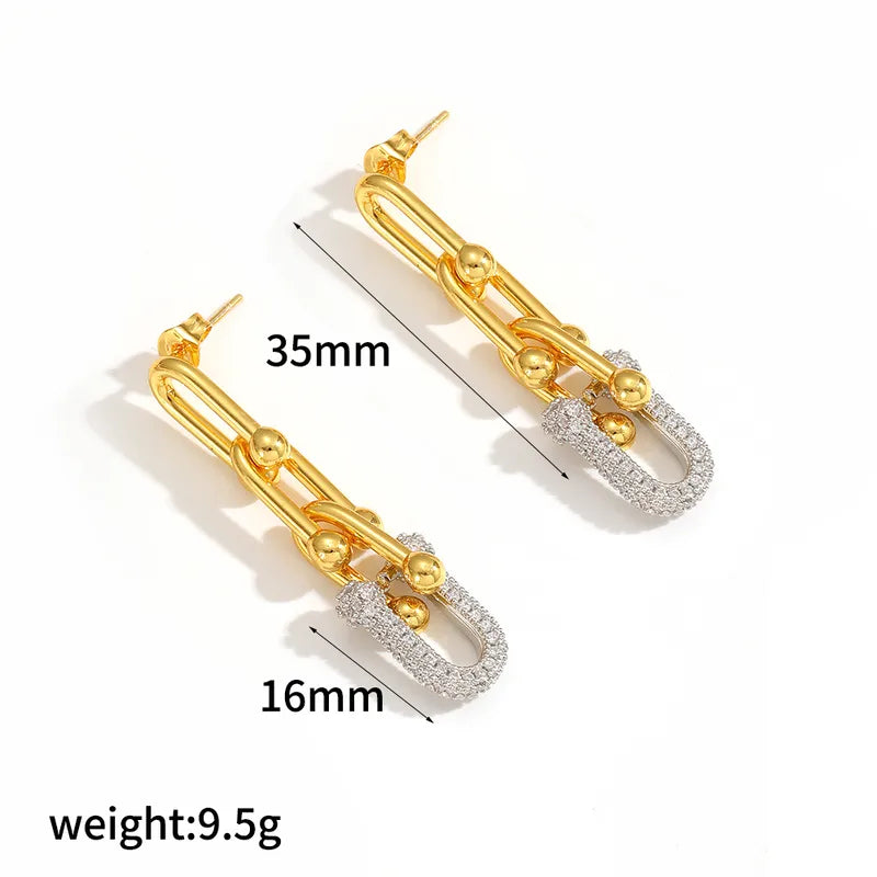 Link Earrings - 18k Gold Plated w/ Zircons
