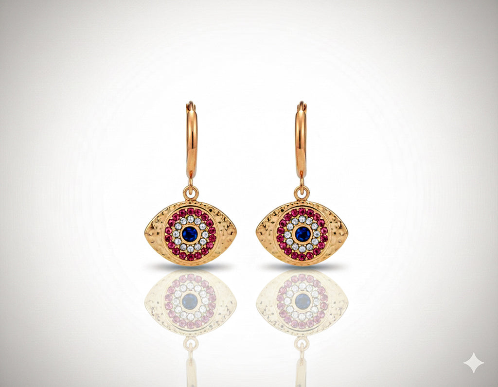 Golden Eye Hoops - 18k Gold w/ Zircons