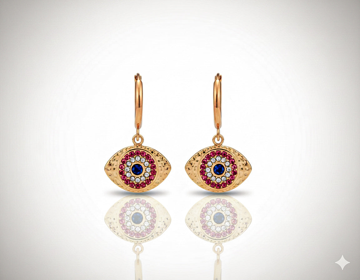 Golden Eye Hoops - 18k Gold w/ Zircons