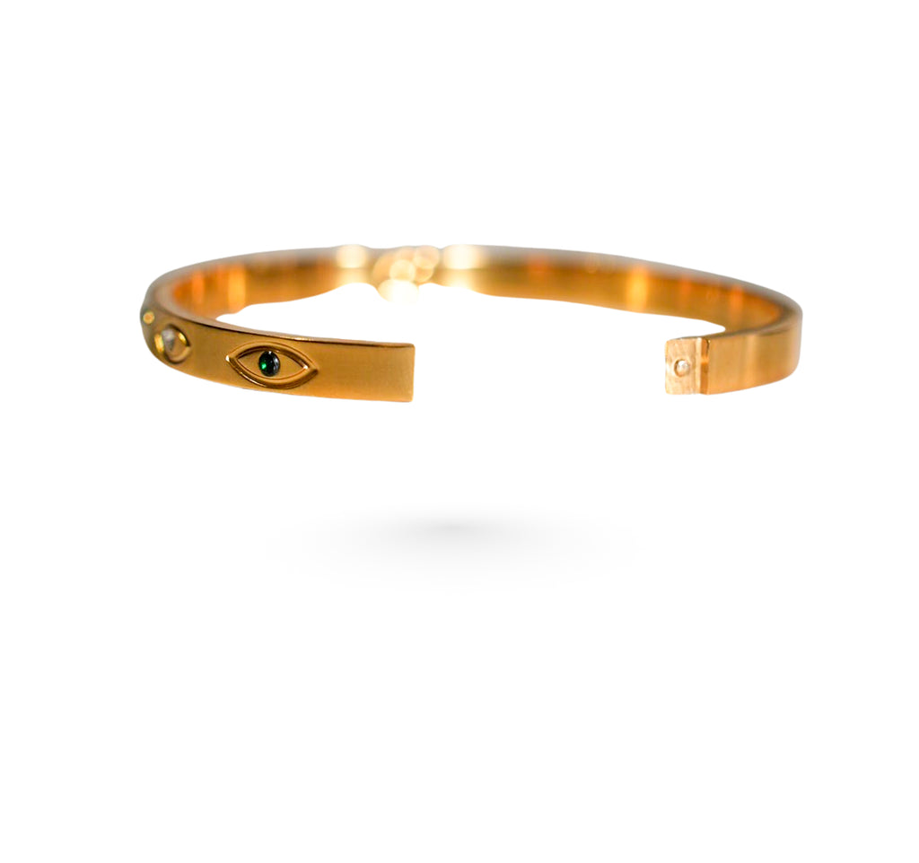 The Sentinel Bangle - 18k Gold w/ Zircon Inlay