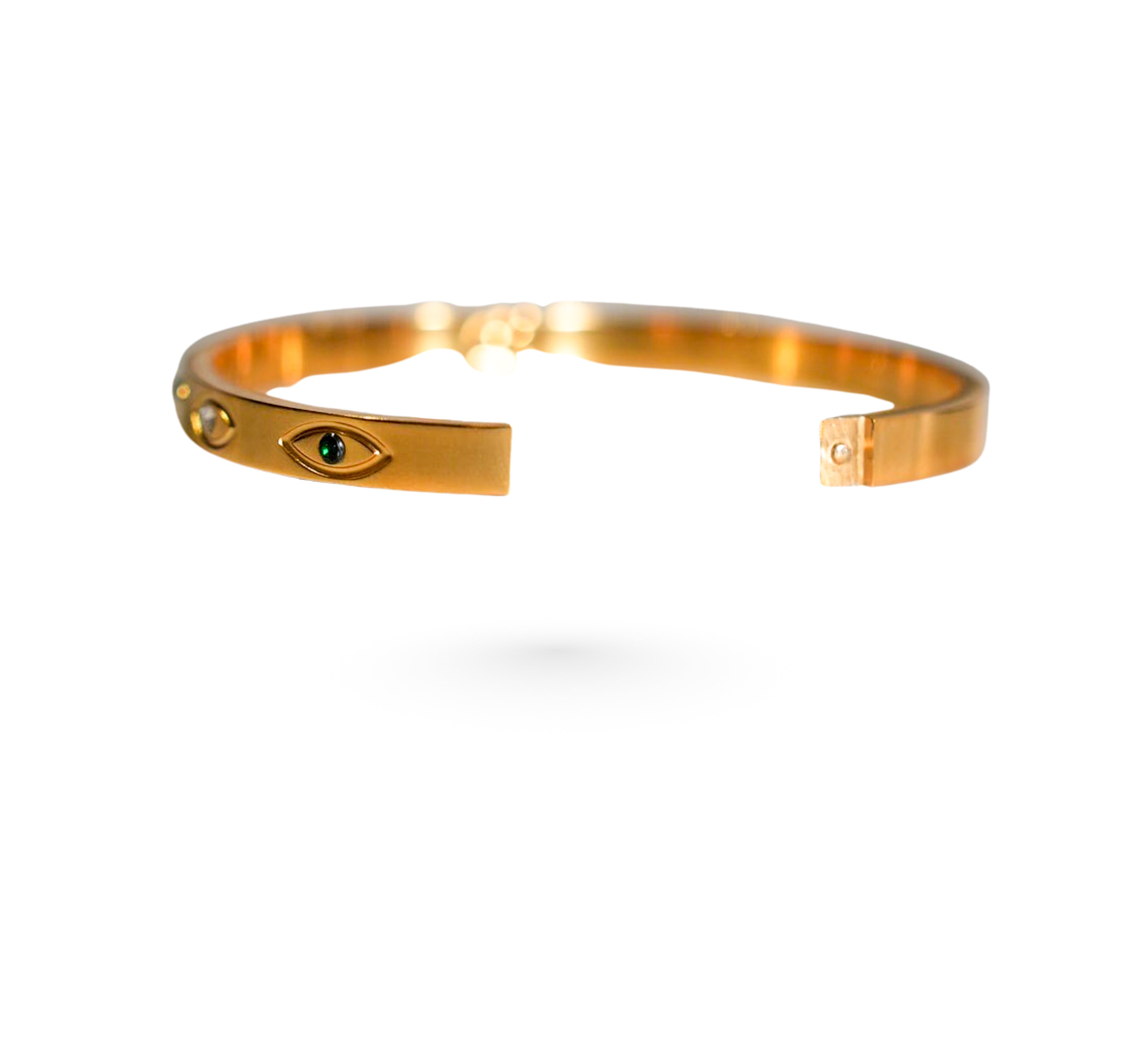 The Sentinel Bangle - 18k Gold w/ Zircon Inlay