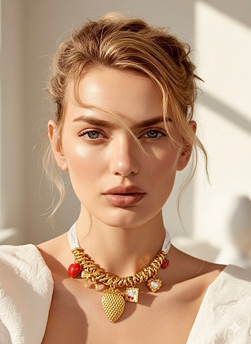 Sweetheart Charm Choker - 18k Gold Plated