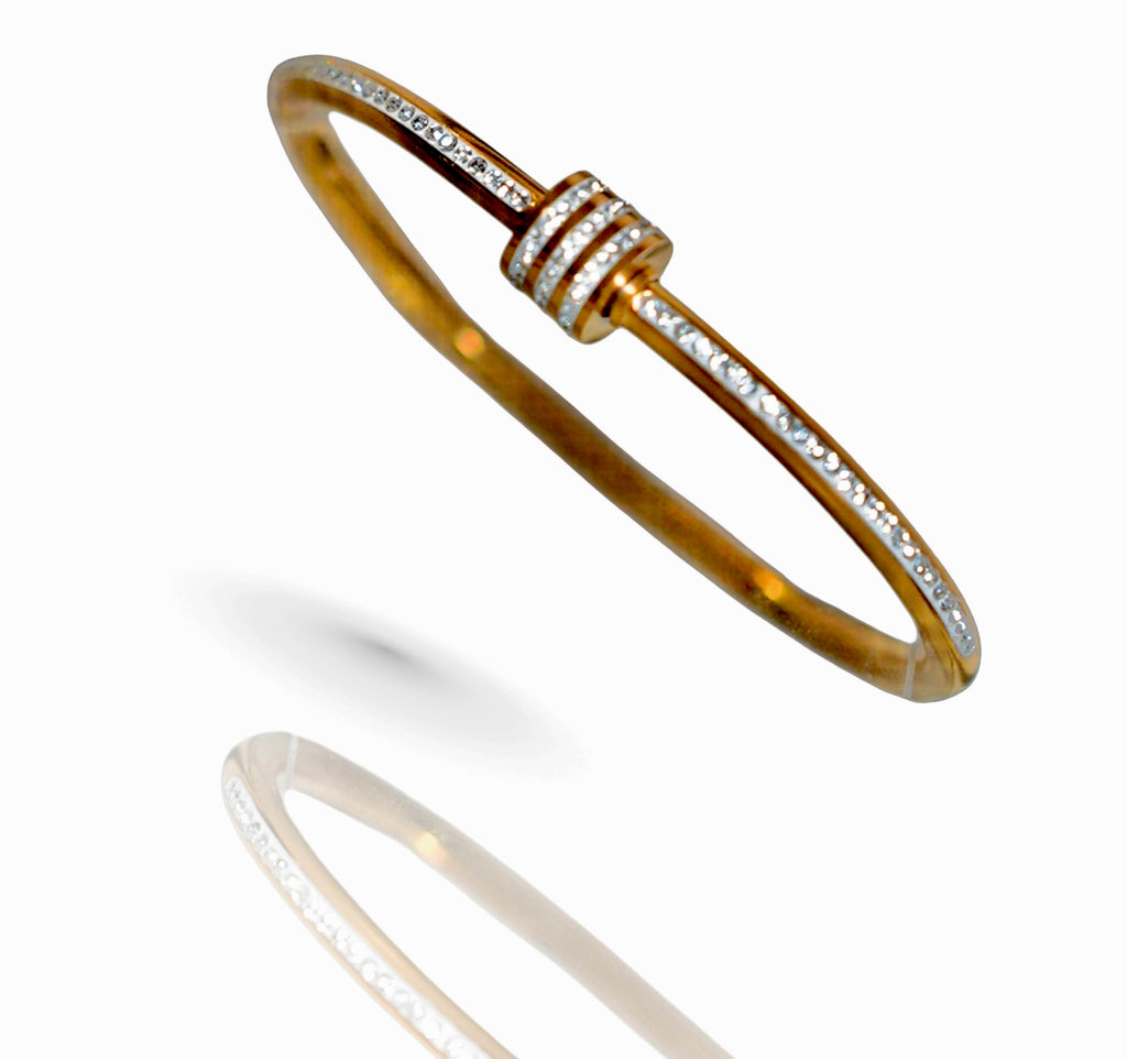 Halo Bangle - 18k Gold w/ Zircons