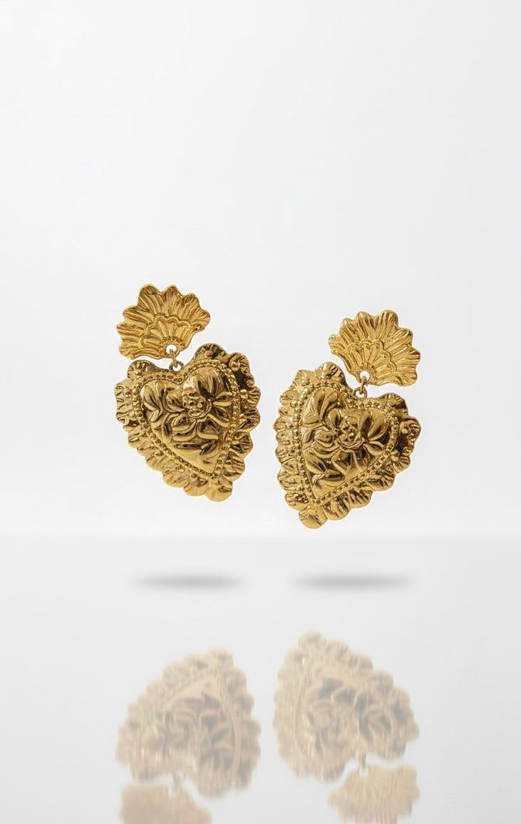 Heart Earrings - 18k Gold Plated