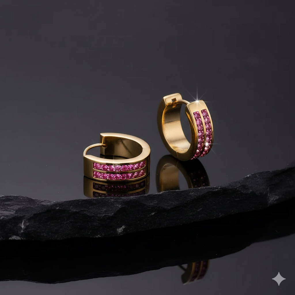 Pave Crystal Hoops - 18k Gold Plated w/ Zircons