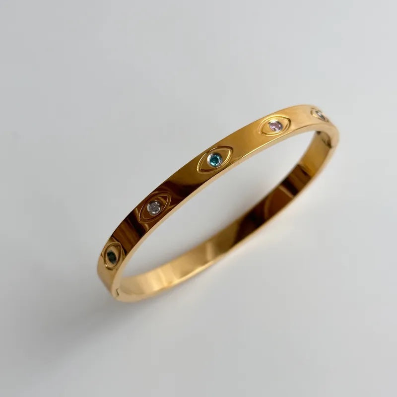 The Sentinel Bangle - 18k Gold Plated w/ Zircon Inlay