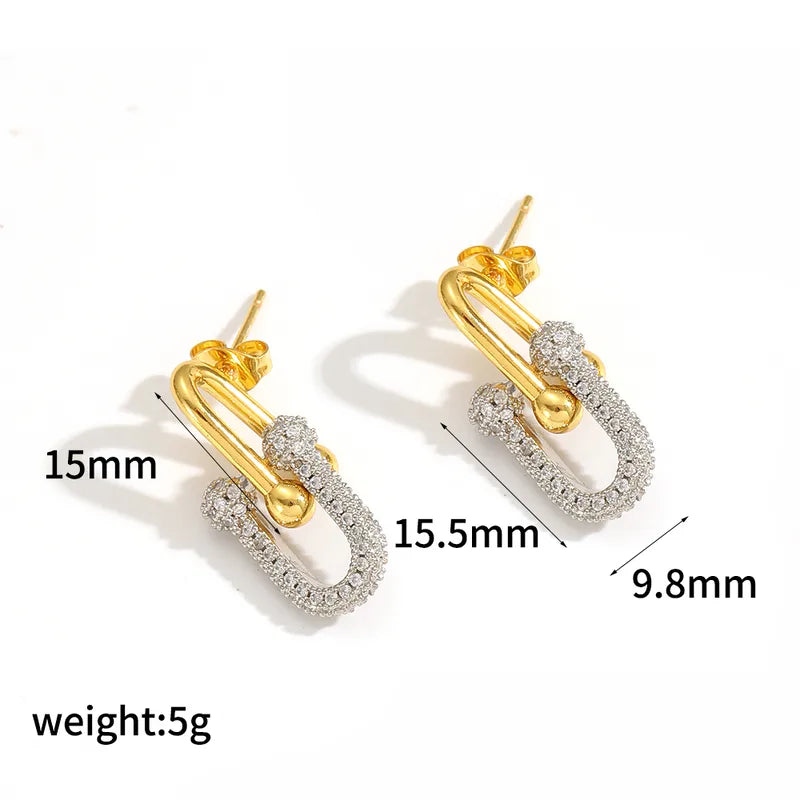 Link Earrings - 18k Gold Plated w/ Zircons