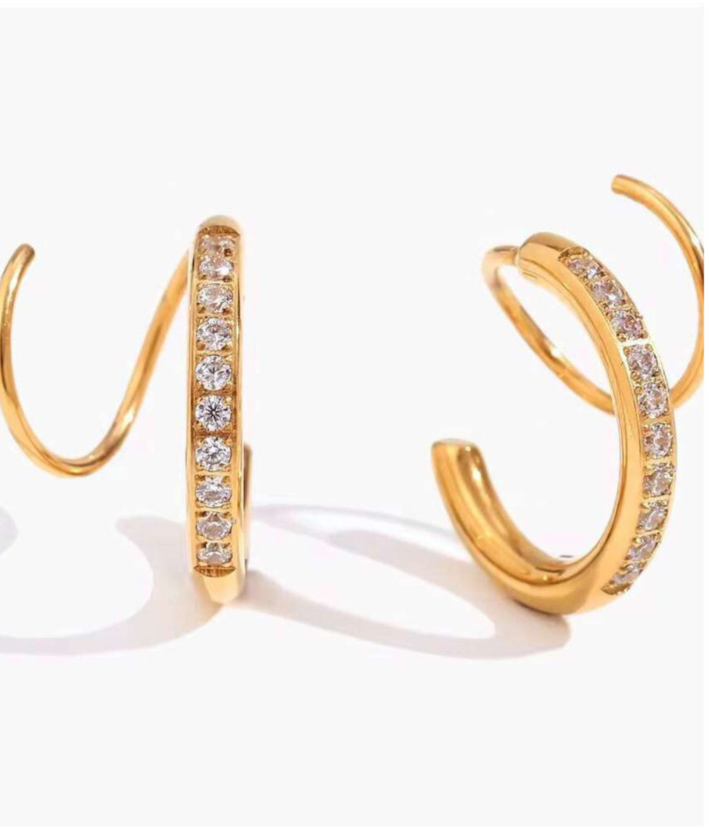 Lumière Hoops - 18k Gold w/ Zircons