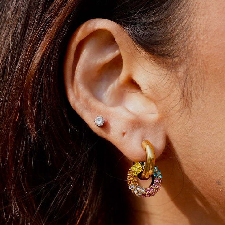 Iridescent Gem Hoops