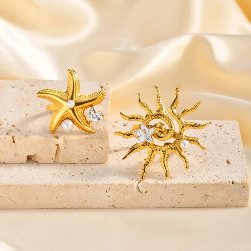 Solar Flare Rings - 18k Gold Plated