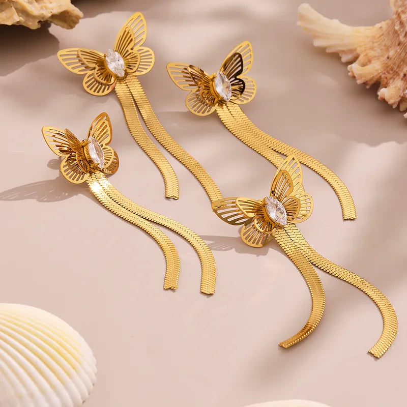 Fluttering Fringe - 18k Gold Plated w/ Zircon