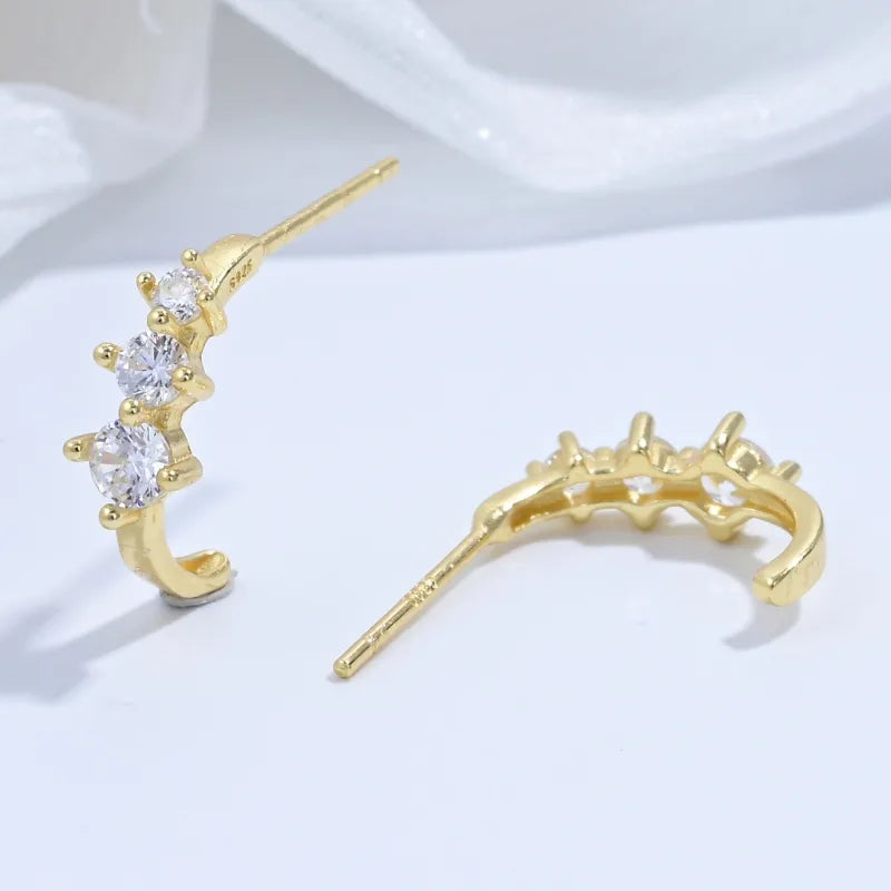 Crescent Moon Ear Studs- 22k Gold Plated