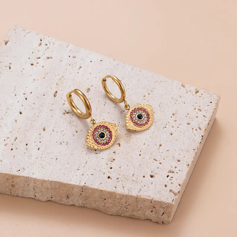 Golden Eye Hoops - 18k Gold Plated w/ Zircons