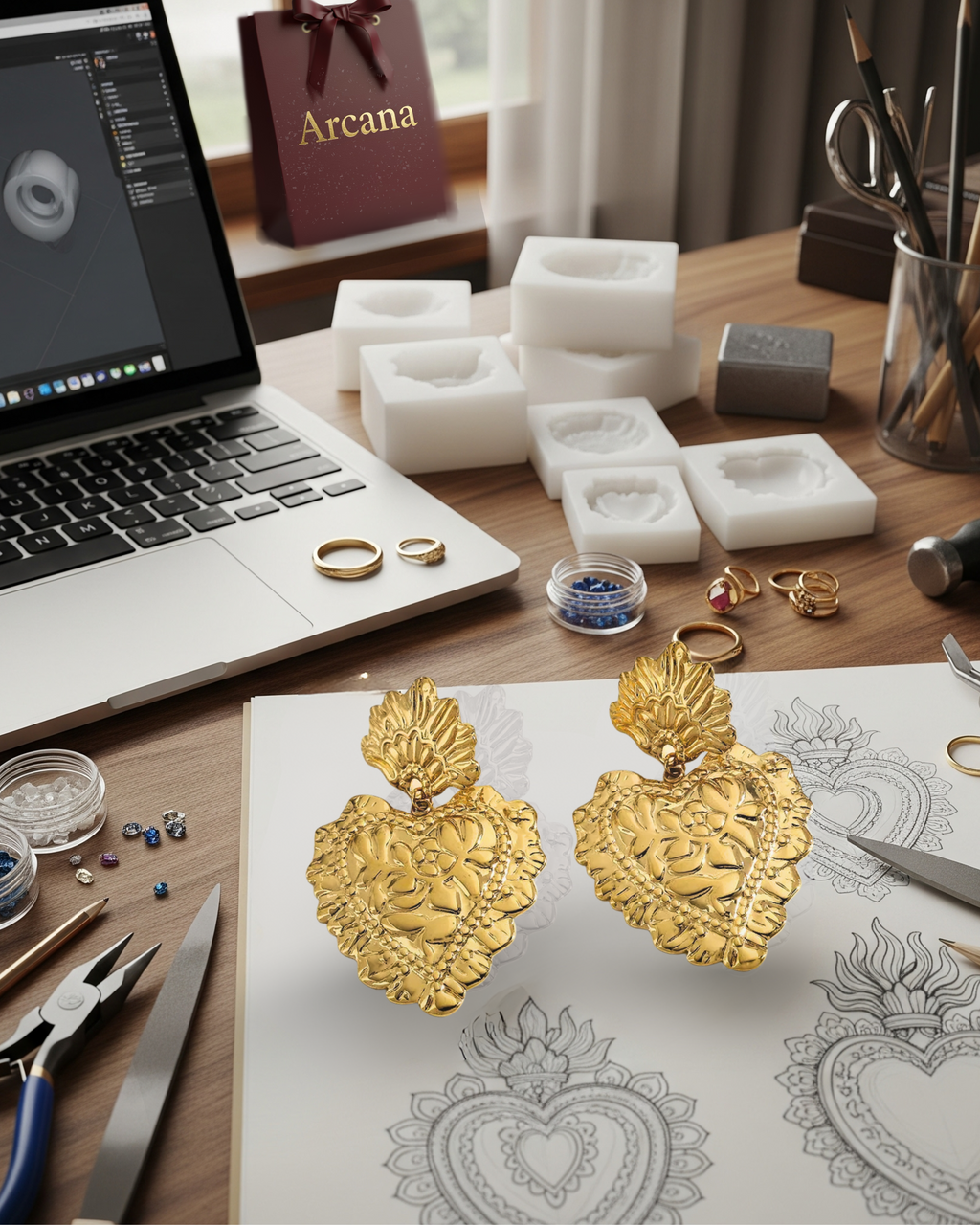 Heart Earrings - 18k Gold Plated