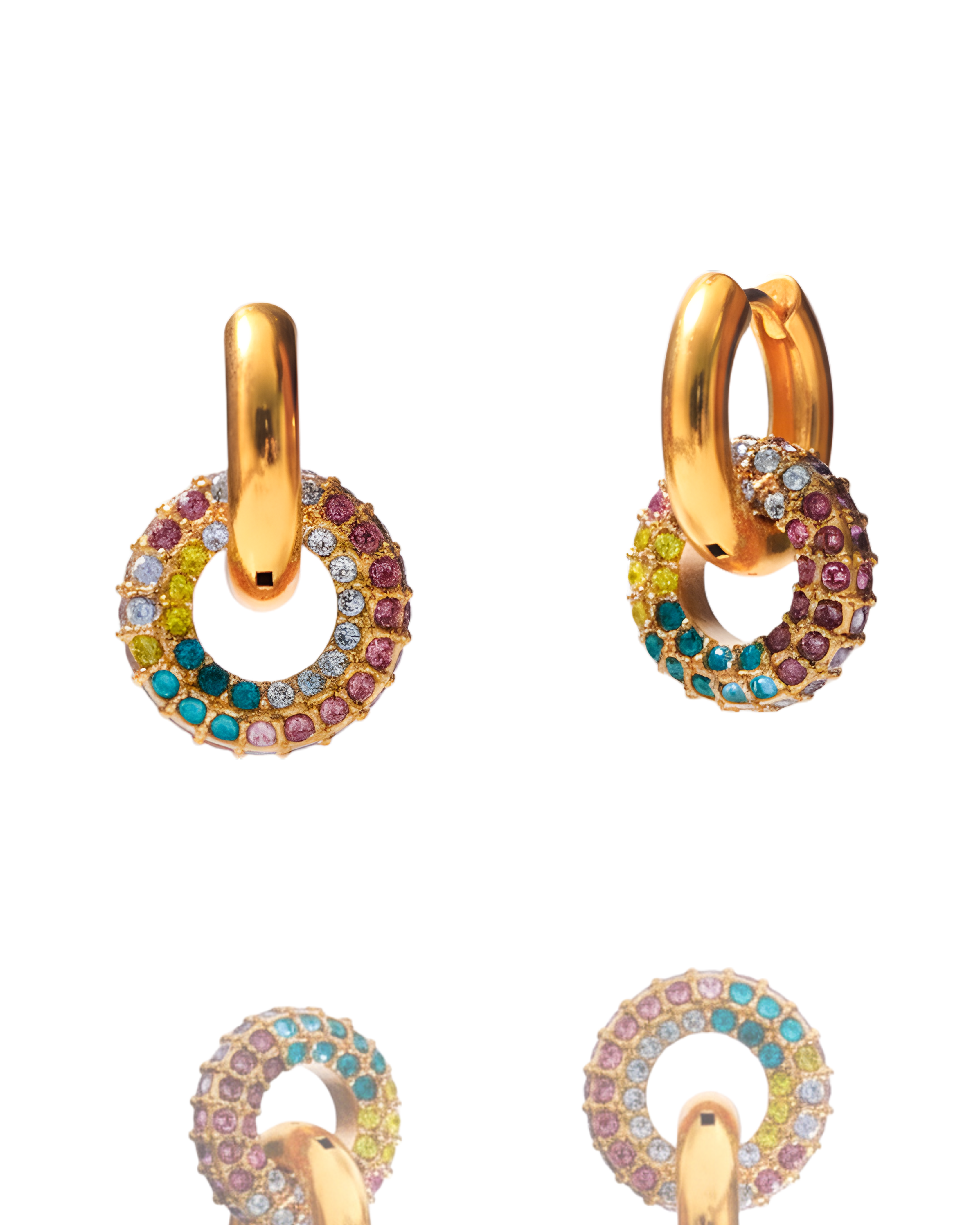 Iridescent Gem Hoops - 18K Gold